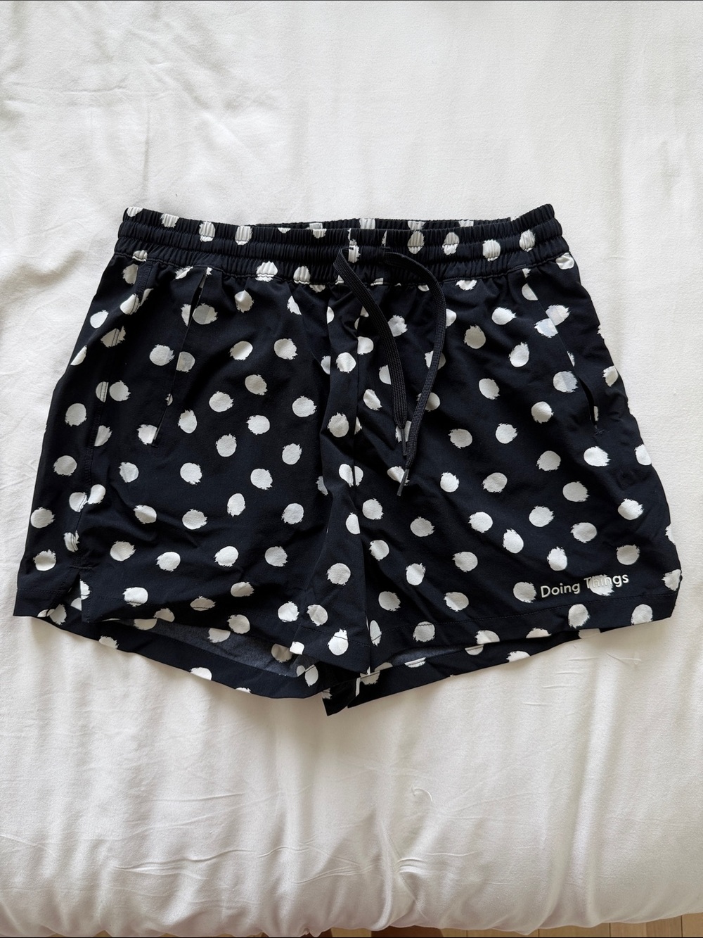 Outdoor Voices Black Polka Dot Women's Drawstring Shorts
